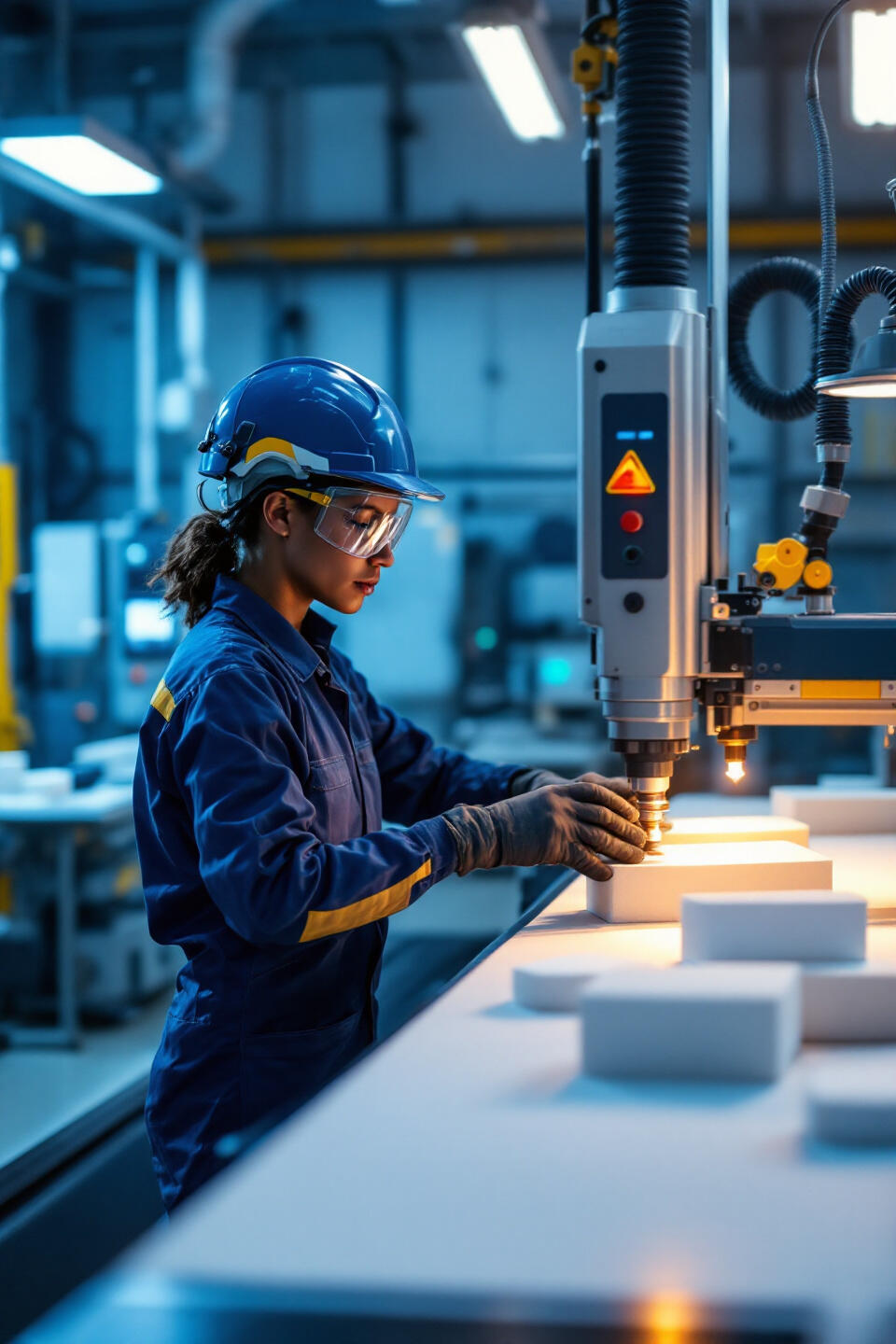 Technician on factory maschine