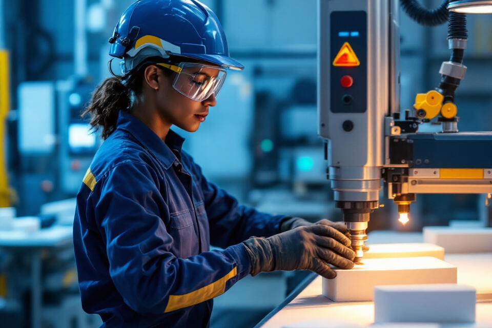 Technician on factory maschine